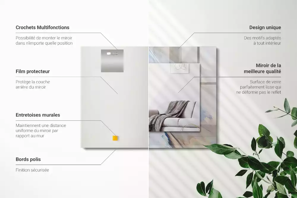 Espejo rectangular estampado Patrones abstractos coloridos