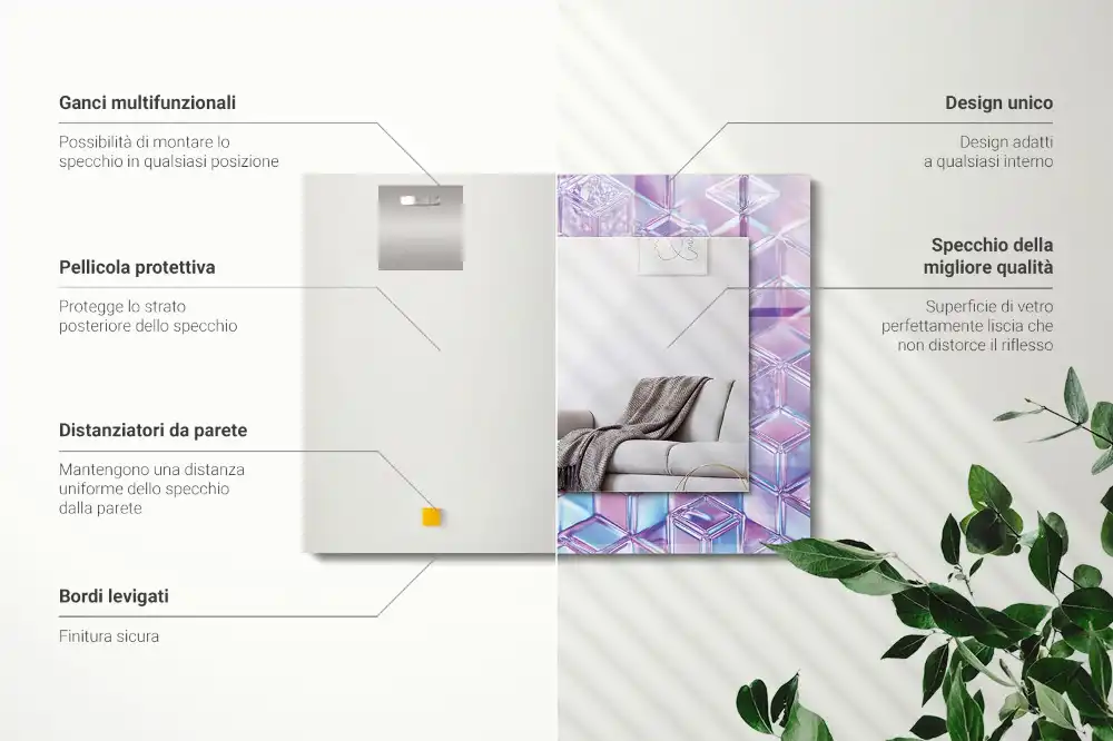 Espejo rectangular impreso Cubos de colores transparentes