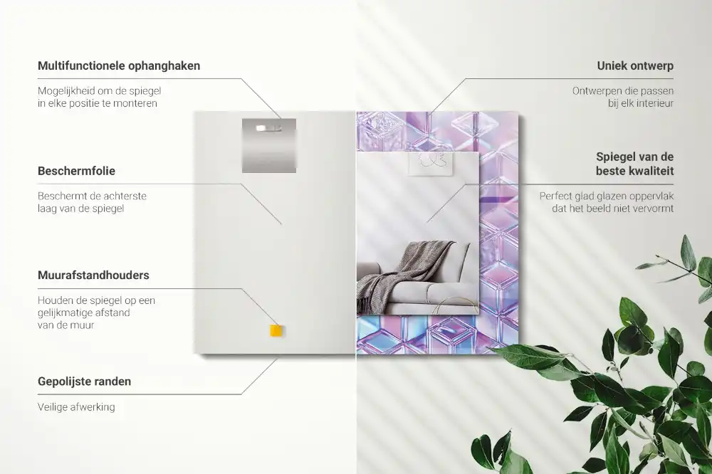 Espejo rectangular impreso Cubos de colores transparentes