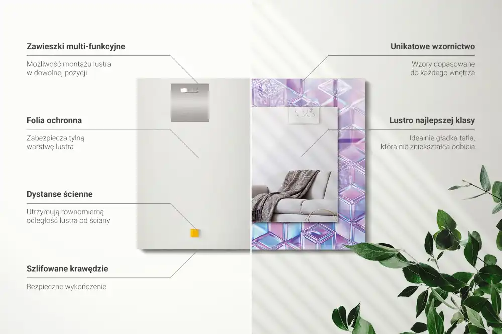 Espejo rectangular impreso Cubos de colores transparentes