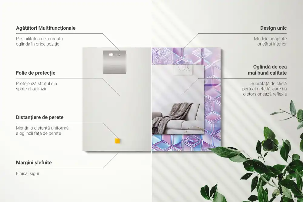 Espejo rectangular impreso Cubos de colores transparentes