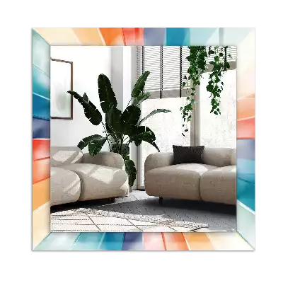 Espejo rectangular estampado rayos de luz de colores