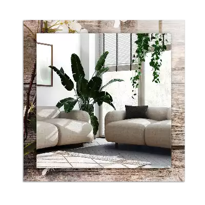 Espejo rectangular impreso Flores sobre madera