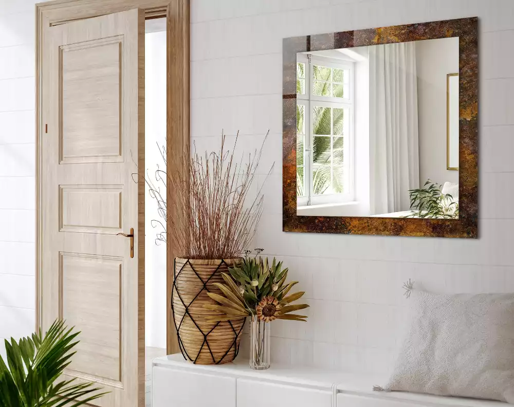 Espejo rectangular impreso Superficie de metal oxidado