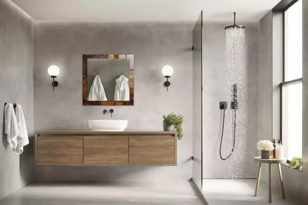 Espejo rectangular impreso Superficie de metal oxidado