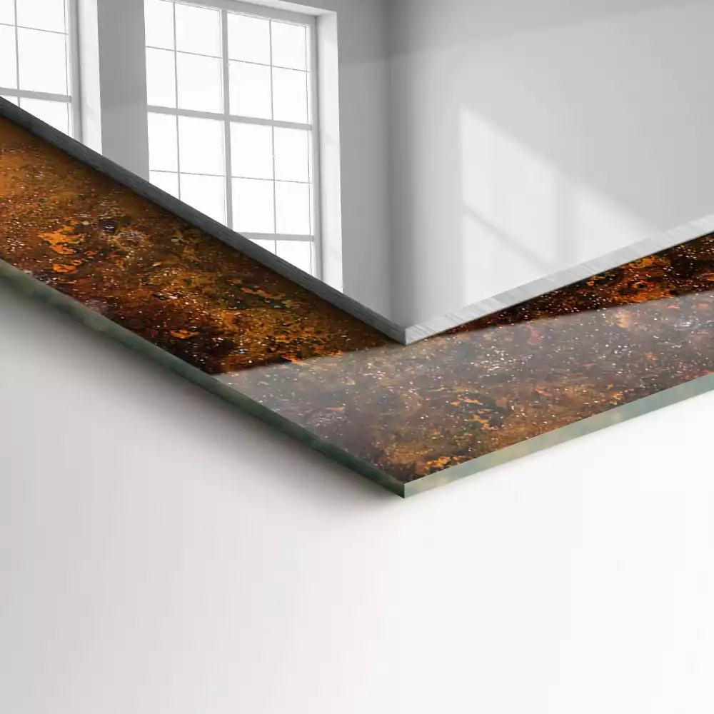 Espejo rectangular impreso Superficie de metal oxidado