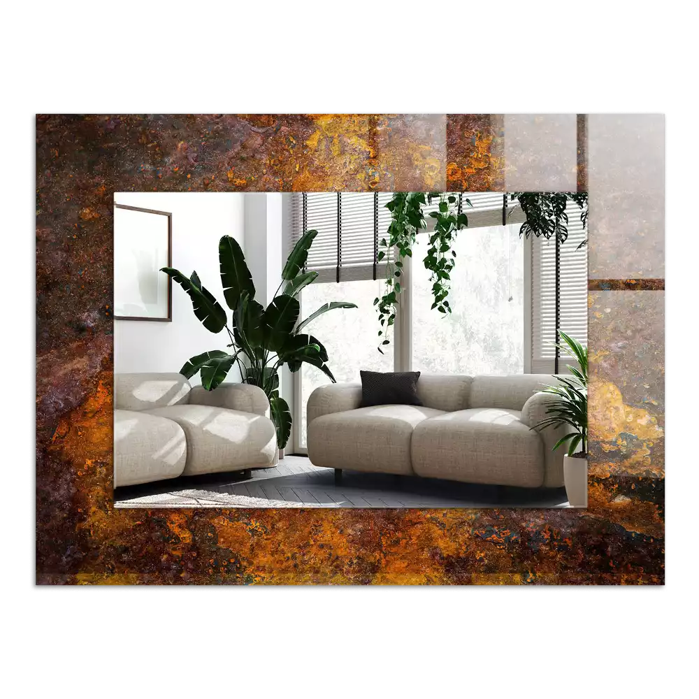 Espejo rectangular impreso Superficie de metal oxidado