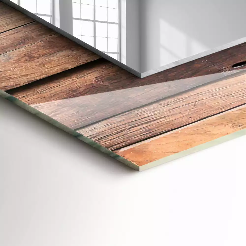 Espejo rectangular estampado Pared de paneles de madera