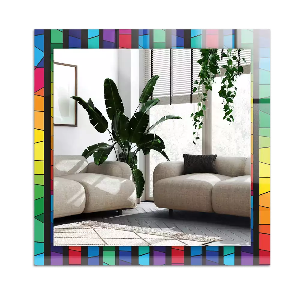 Espejo rectangular estampado Rayas de vidrieras de colores
