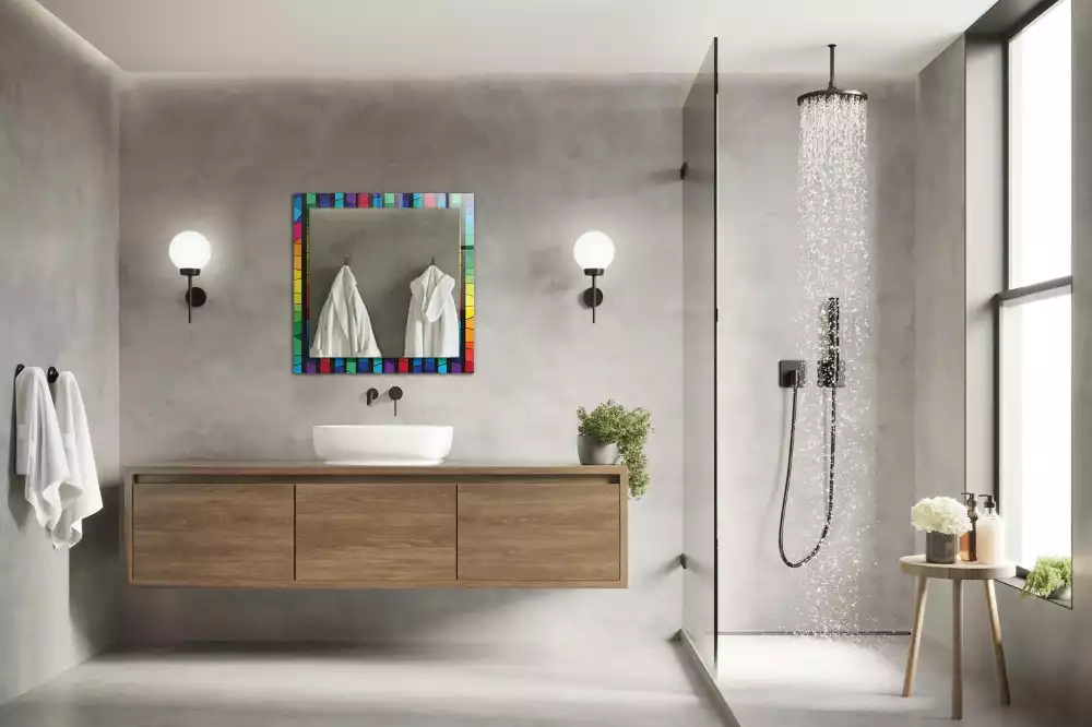 Espejo rectangular estampado Rayas de vidrieras de colores