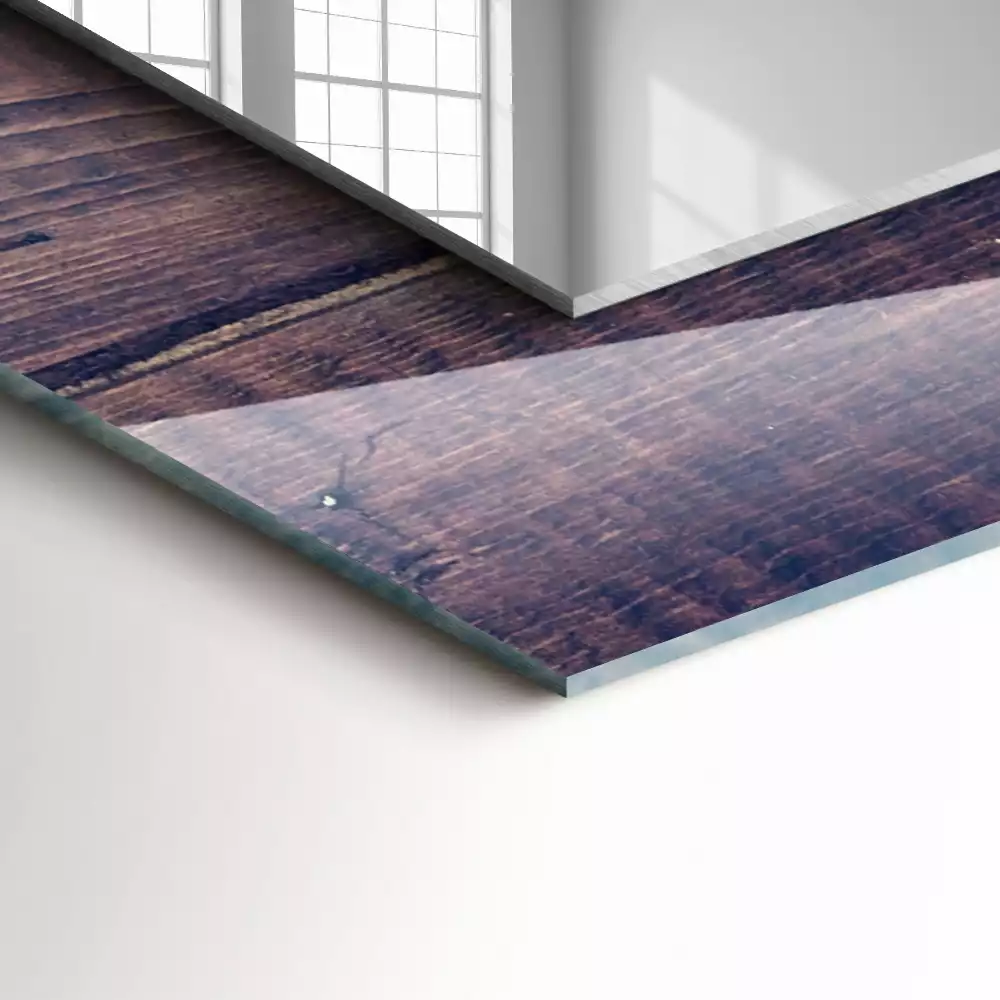 Espejo rectangular impreso Tulipanes rosados de madera