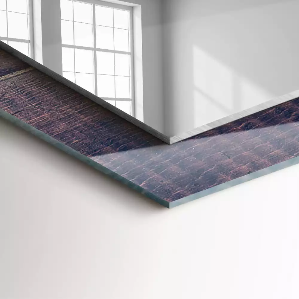 Espejo rectangular impreso Tulipanes rosados de madera