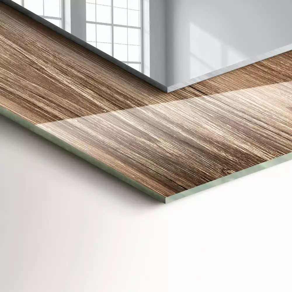Espejo rectangular impreso Tablas de suelo de madera