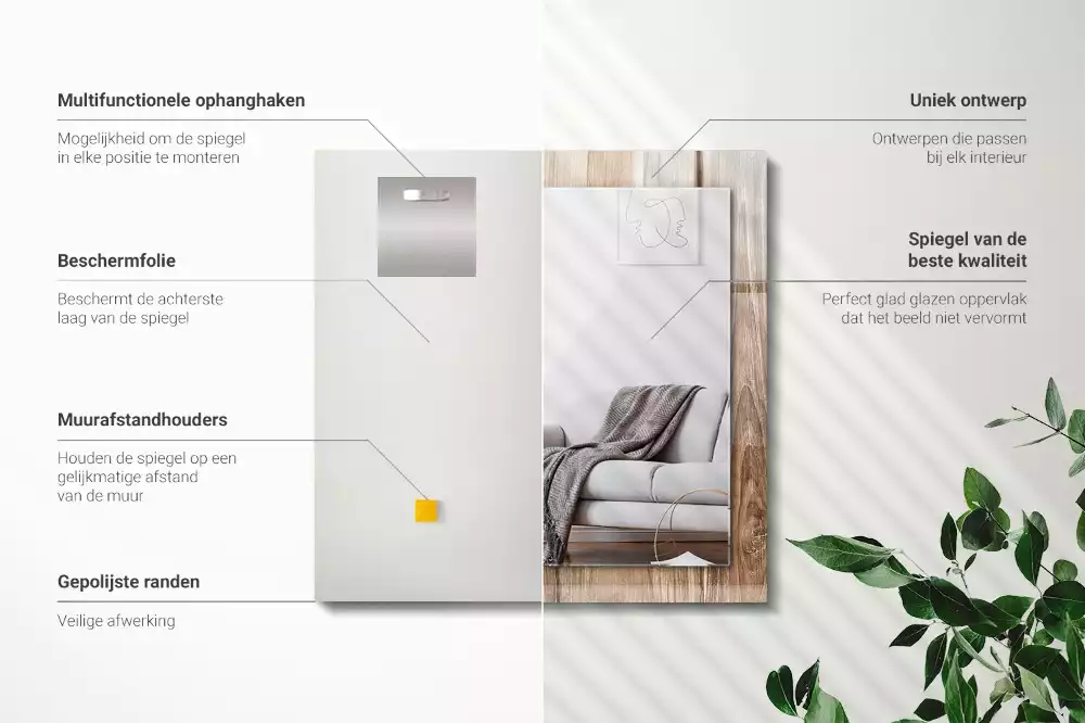 Espejo rectangular impreso Tablas de suelo de madera