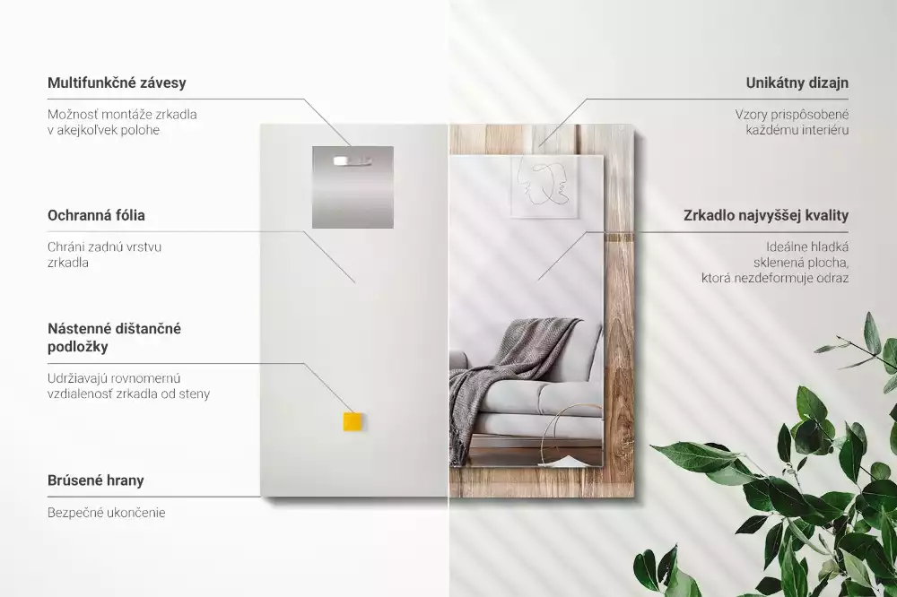 Espejo rectangular impreso Tablas de suelo de madera