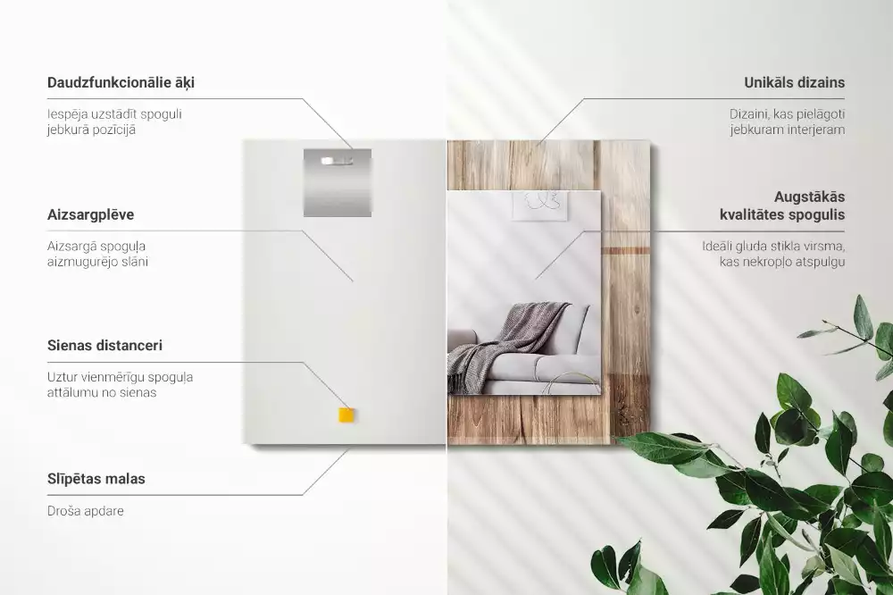 Espejo rectangular impreso Tablas de suelo de madera