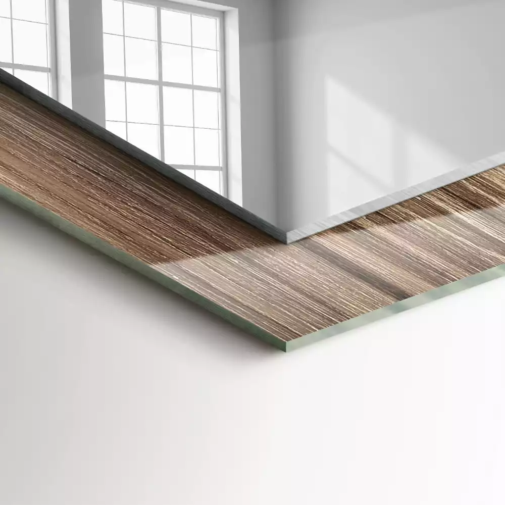 Espejo rectangular impreso Tablas de suelo de madera