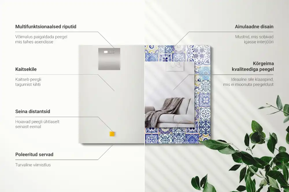 Espejo rectangular estampado Azulejos de mosaico coloridos