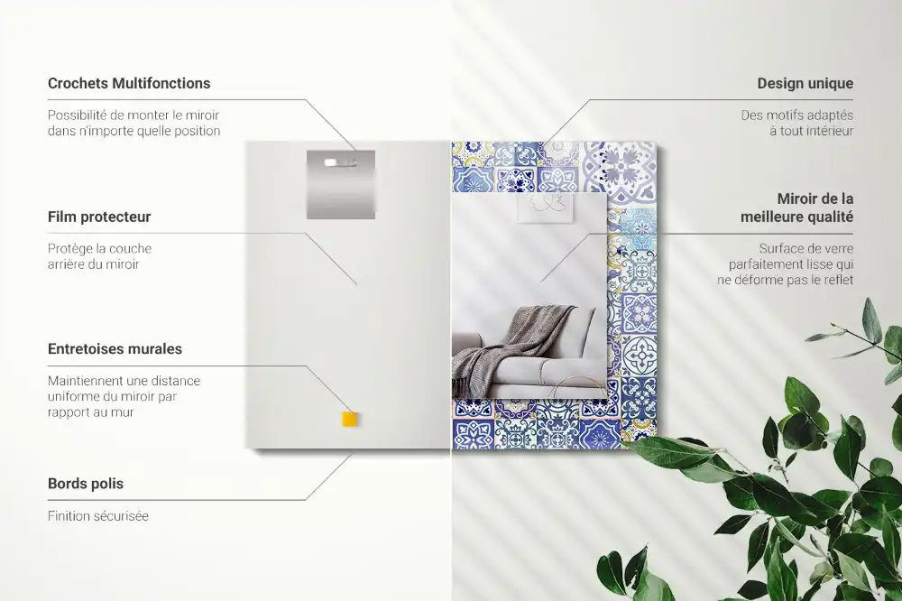 Espejo rectangular estampado Azulejos de mosaico coloridos