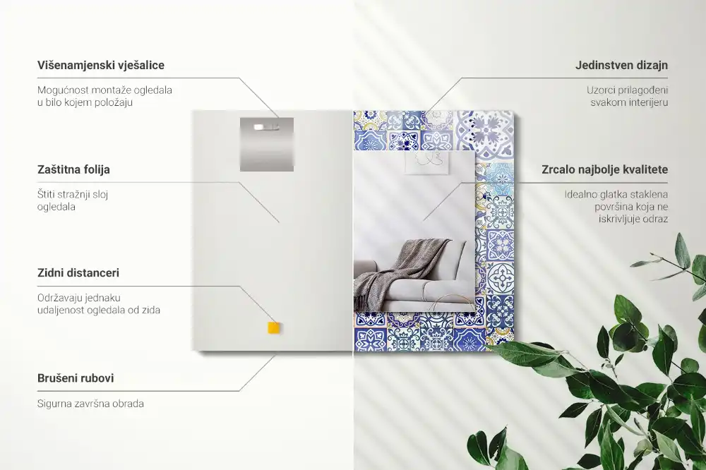 Espejo rectangular estampado Azulejos de mosaico coloridos