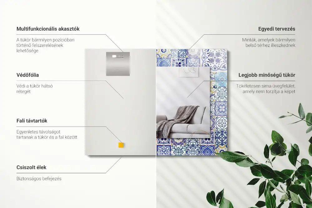 Espejo rectangular estampado Azulejos de mosaico coloridos