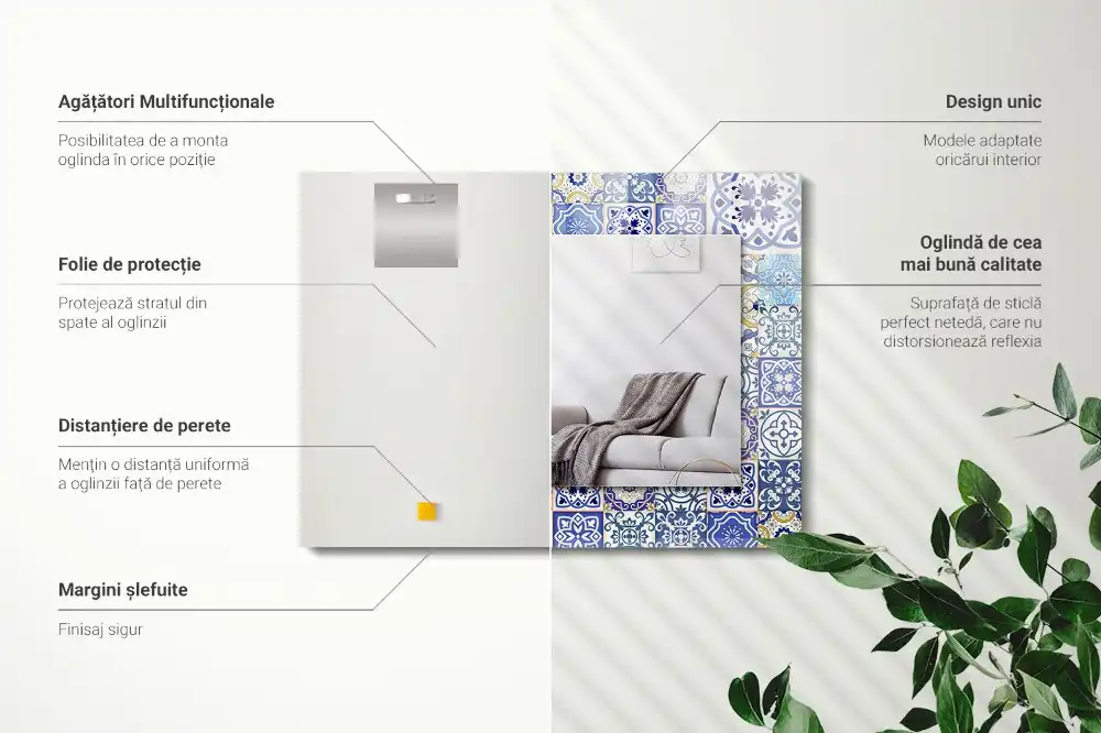 Espejo rectangular estampado Azulejos de mosaico coloridos