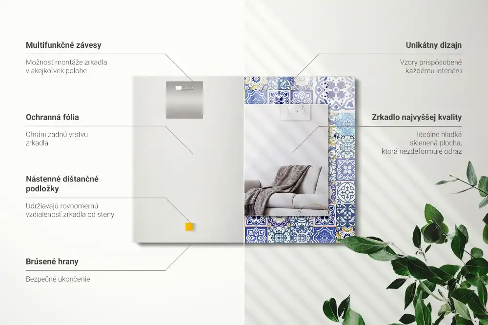 Espejo rectangular estampado Azulejos de mosaico coloridos