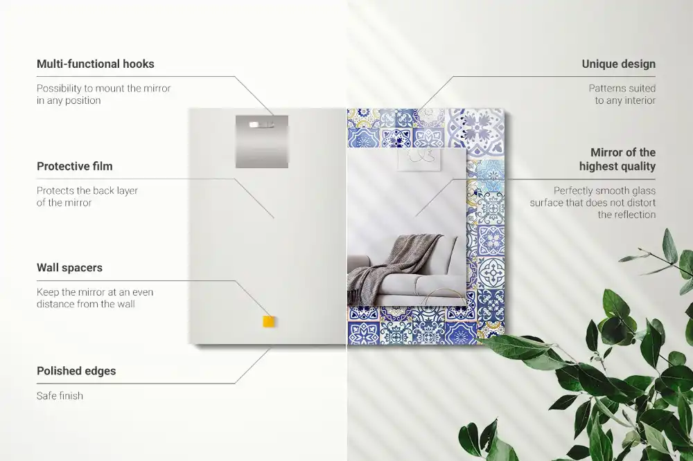 Espejo rectangular estampado Azulejos de mosaico coloridos