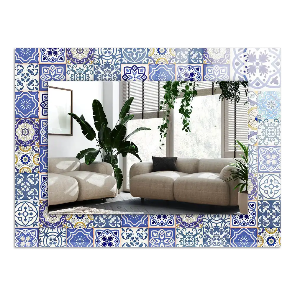 Espejo rectangular estampado Azulejos de mosaico coloridos