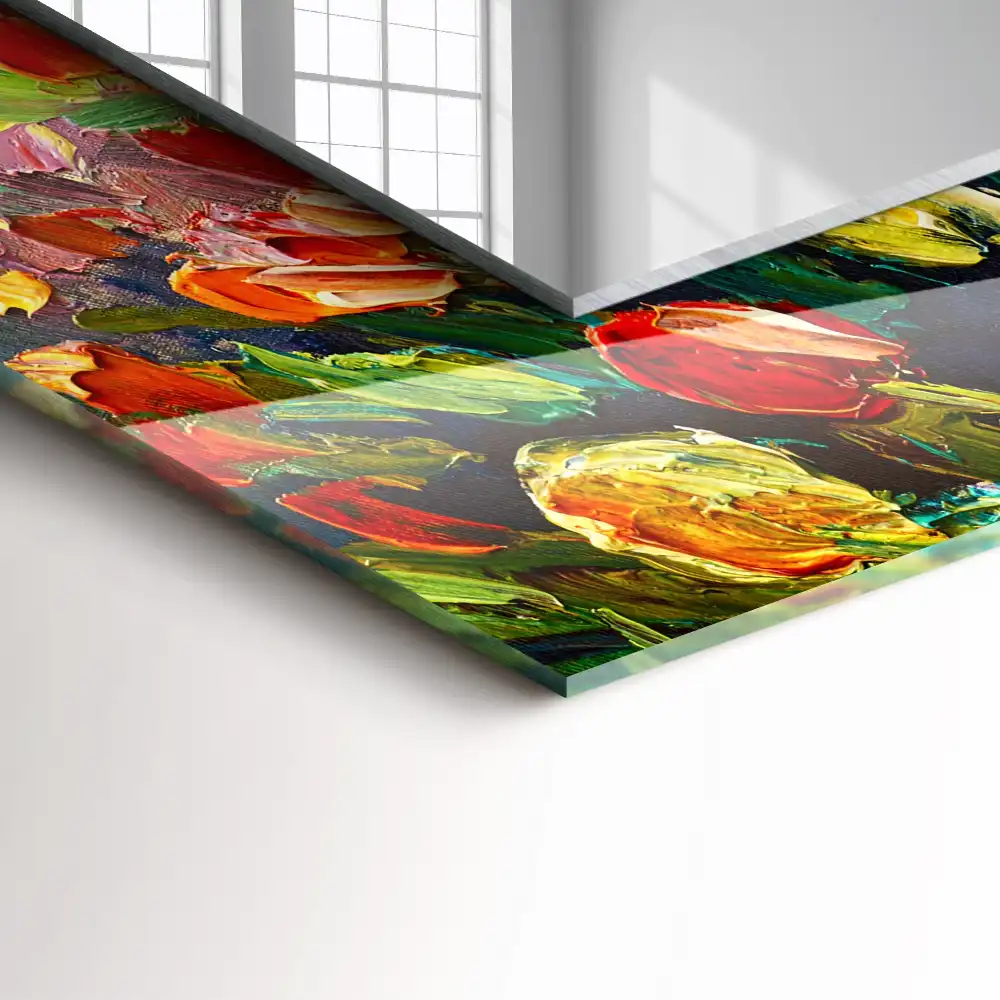 Espejo rectangular estampado campo de tulipanes