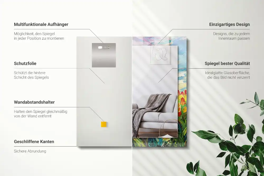 Espejo rectangular estampado campo de tulipanes