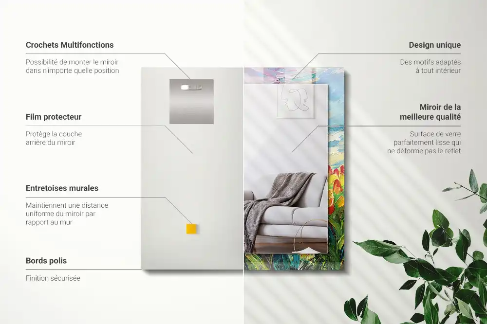 Espejo rectangular estampado campo de tulipanes