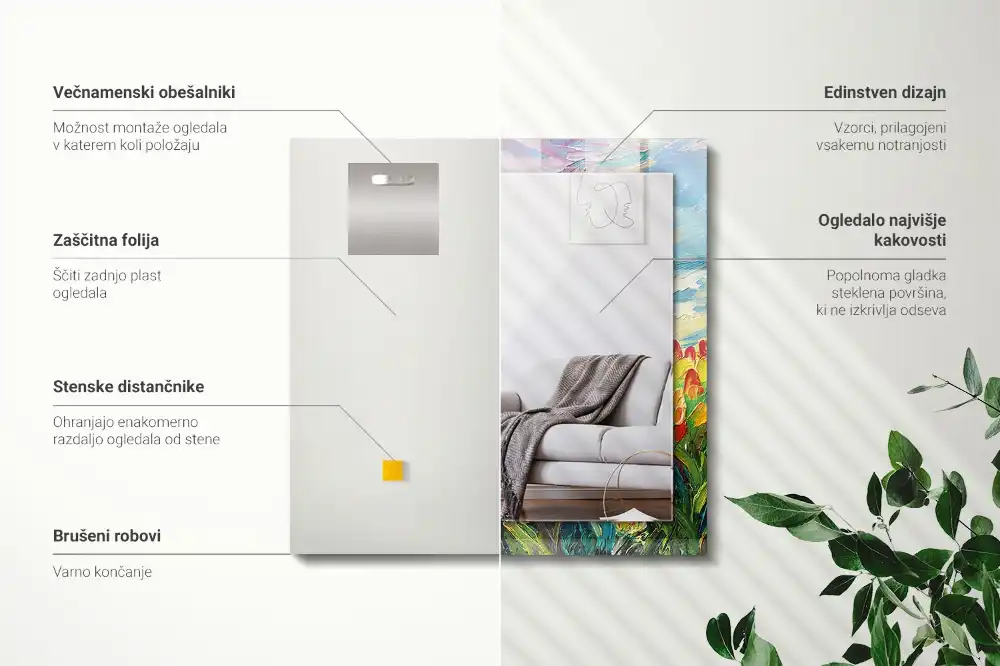 Espejo rectangular estampado campo de tulipanes