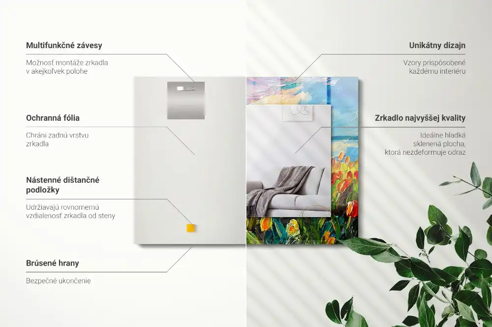 Espejo rectangular estampado campo de tulipanes