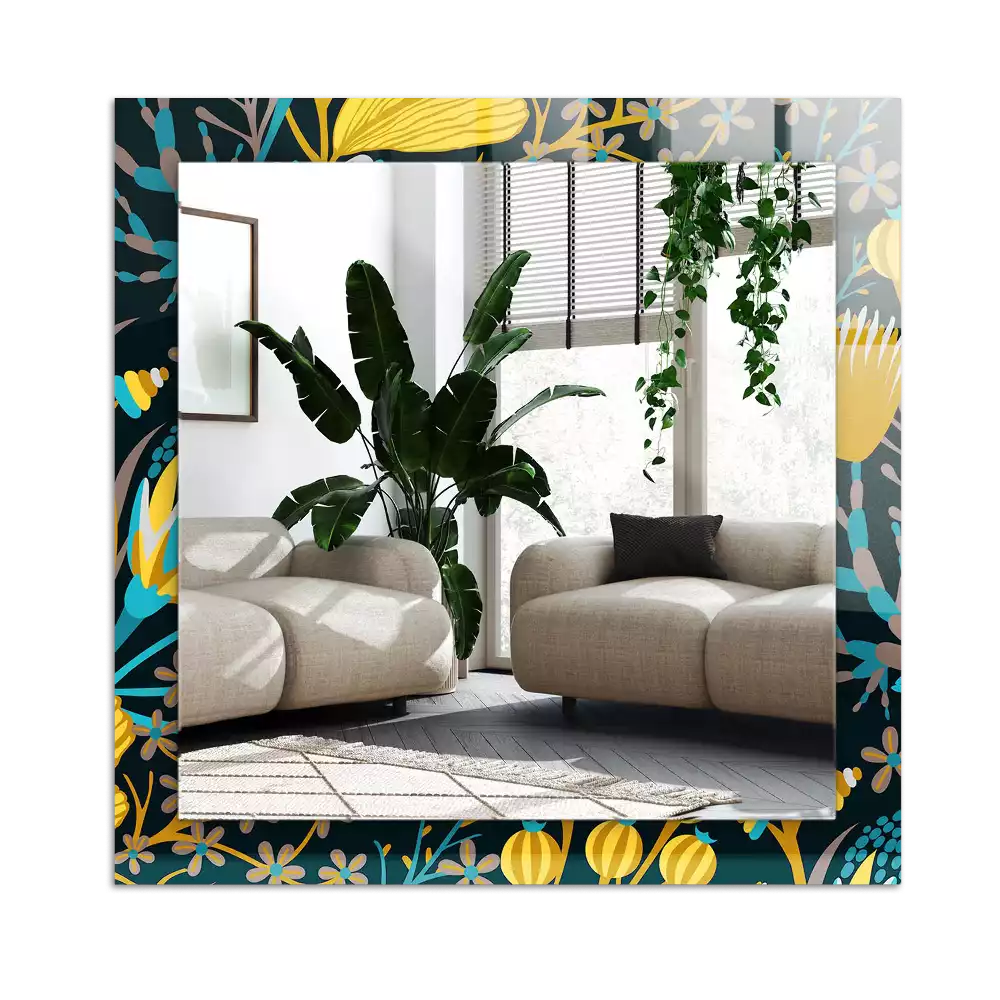 Espejo rectangular impreso Patrones de flores y hojas