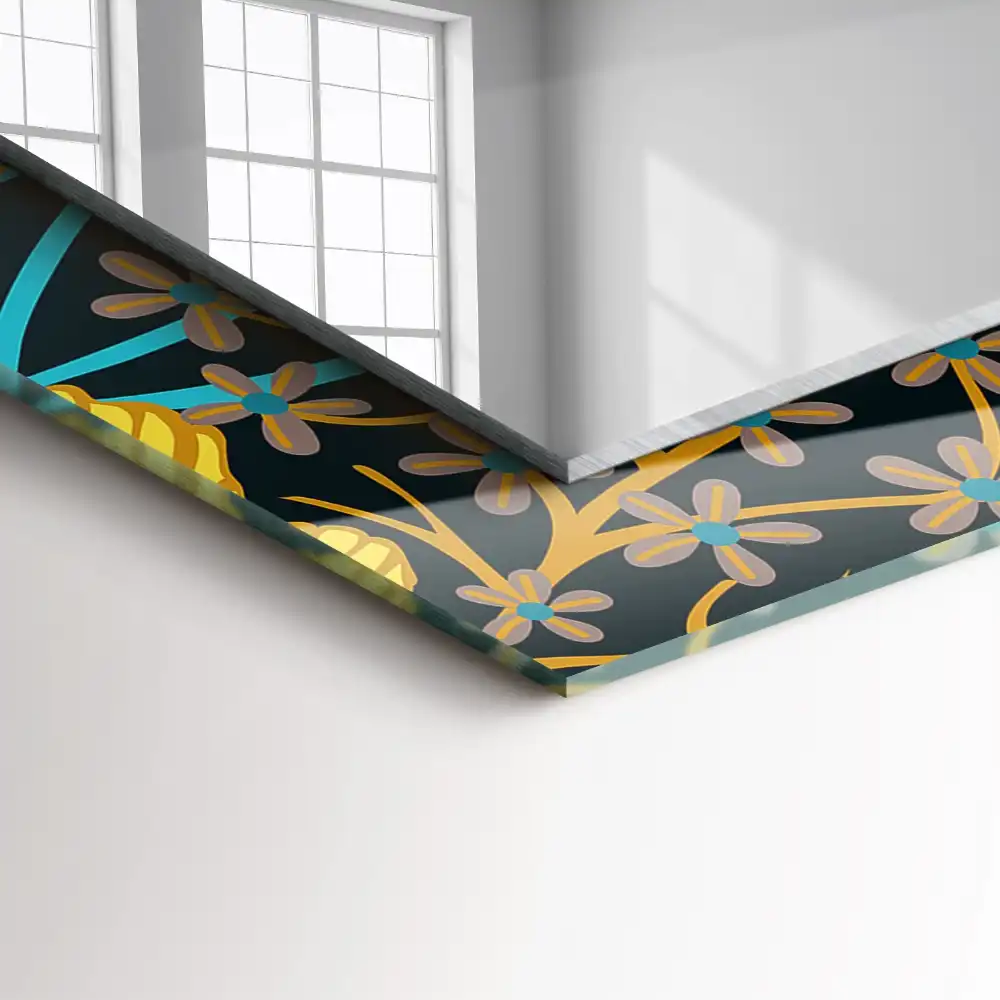 Espejo rectangular impreso Patrones de flores y hojas