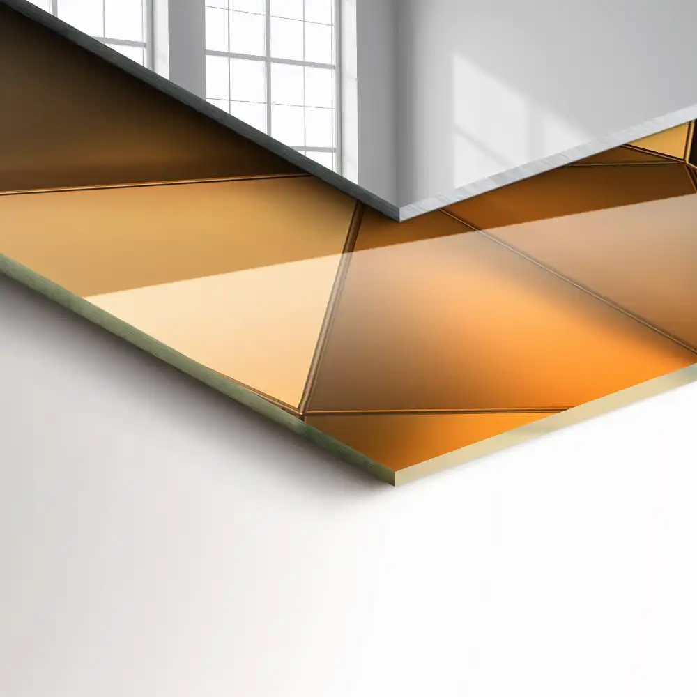 Espejo rectangular impreso Patrones geométricos dorados