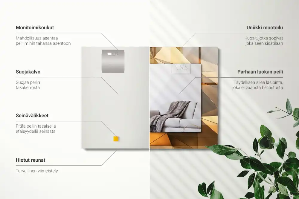 Espejo rectangular impreso Patrones geométricos dorados