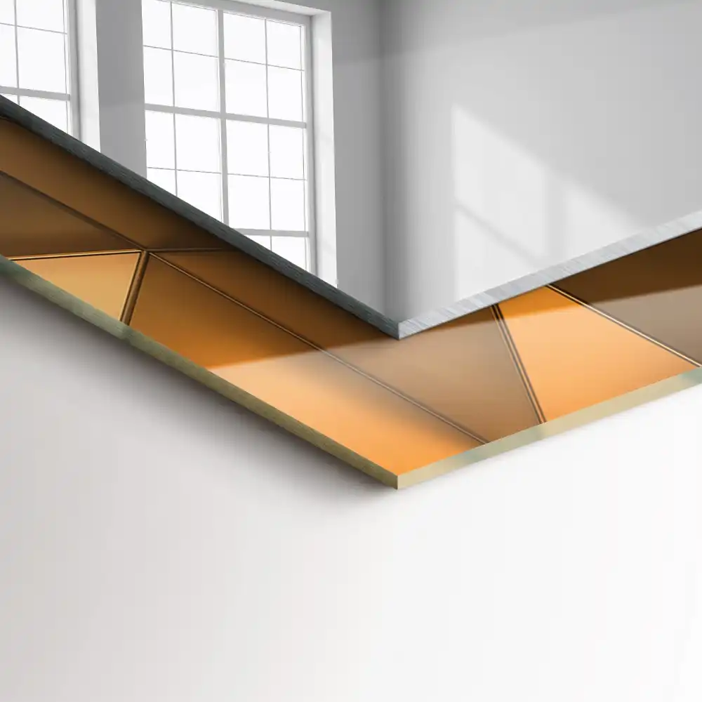 Espejo rectangular impreso Patrones geométricos dorados