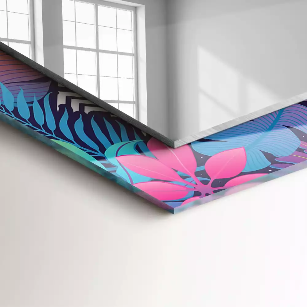 Espejo rectangular estampado Hojas tropicales coloridas