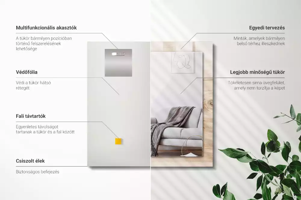 Espejo rectangular estampado Madera con nudos