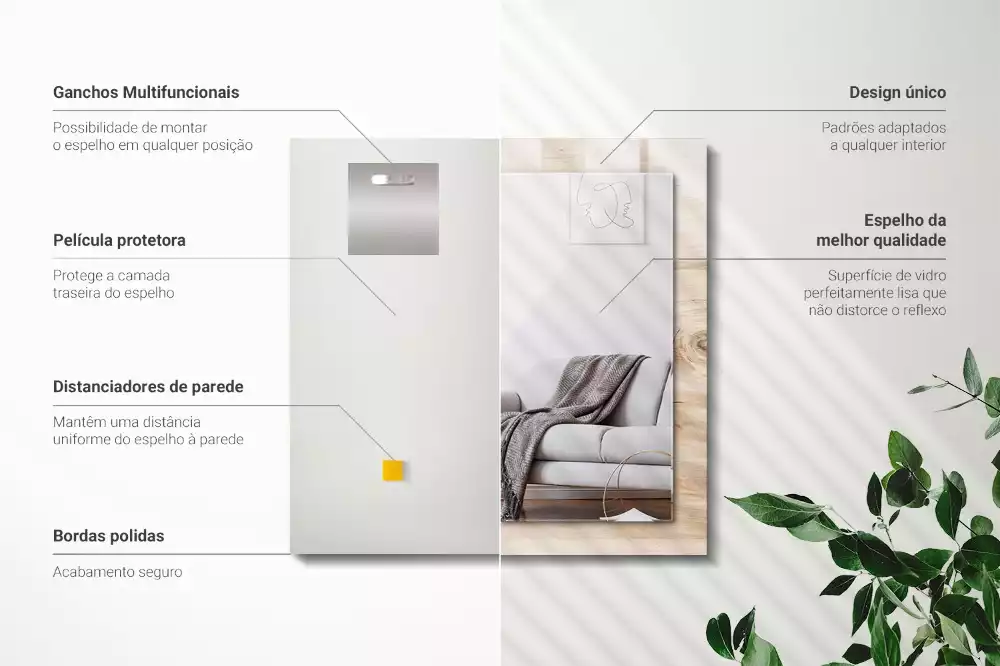 Espejo rectangular estampado Madera con nudos