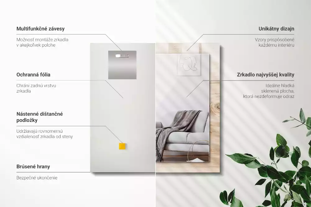 Espejo rectangular estampado Madera con nudos