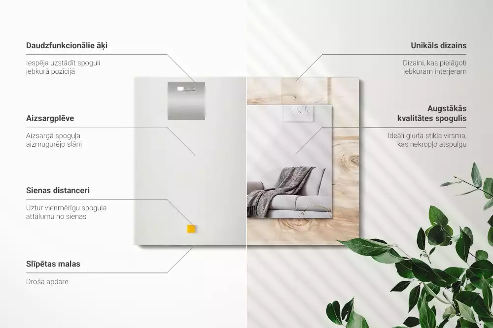 Espejo rectangular estampado Madera con nudos