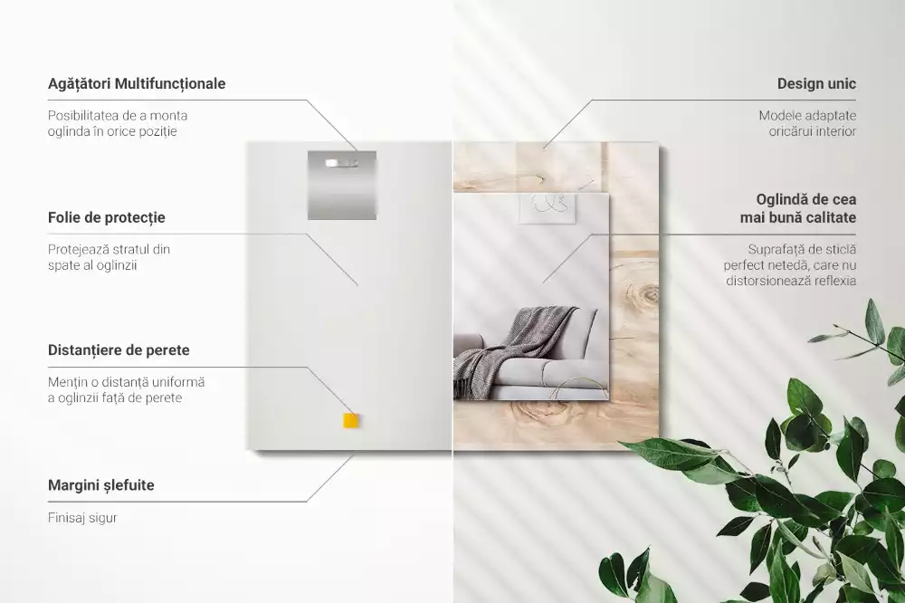 Espejo rectangular estampado Madera con nudos