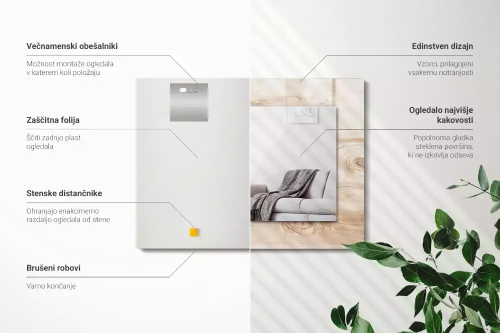 Espejo rectangular estampado Madera con nudos