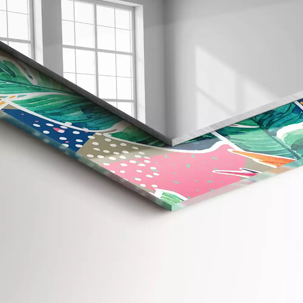 Espejo rectangular impreso Flores y hojas