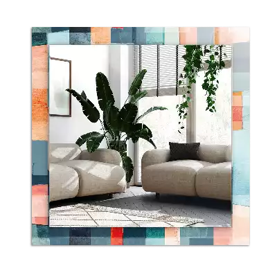 Espejo rectangular estampado Rectángulos abstractos coloridos