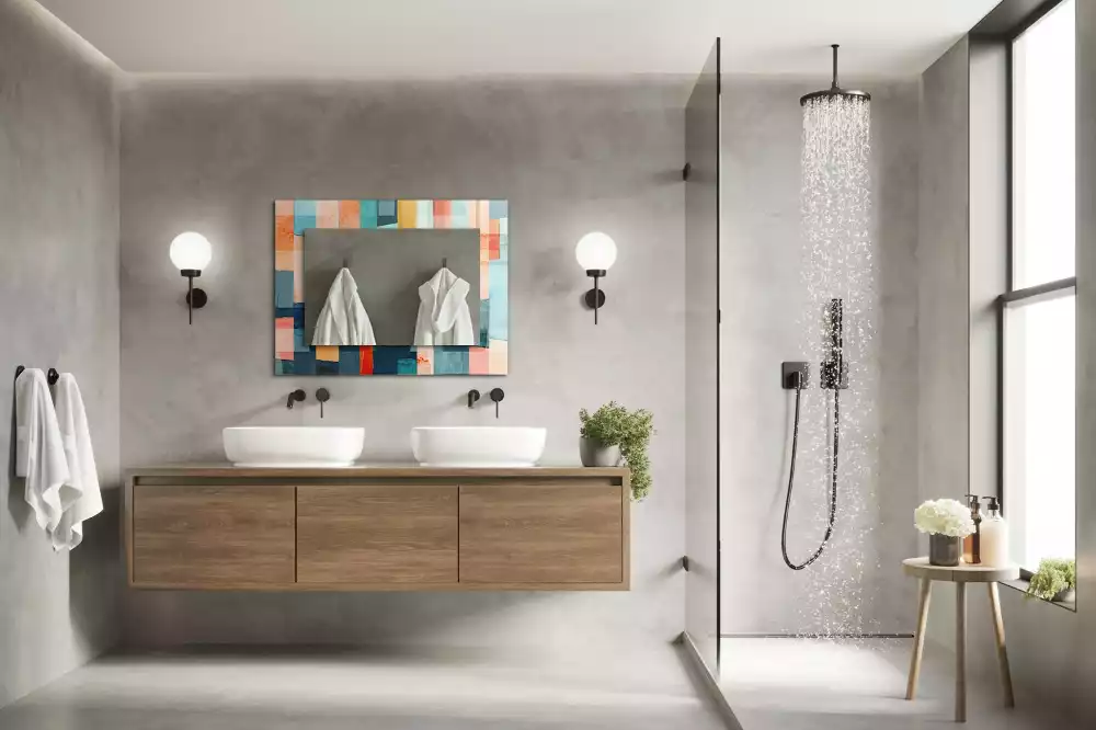 Espejo rectangular estampado Rectángulos abstractos coloridos