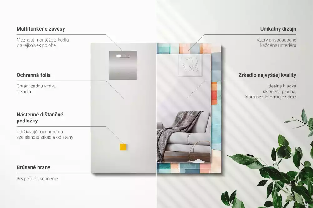 Espejo rectangular estampado Rectángulos abstractos coloridos